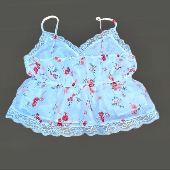 NWT American Eagle Floral Lace Trim Cami Tank Top with Adjustable Straps, Small - Picture 5 of 11